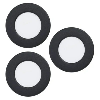 Image of Eglo Connect.z Set of 3 Smart Home recessed LED Bathroom spotlights Fueva 6 Z, Ø 8.6 cm, ZigBee, app and Alexa Voice Control, RGB, Warm Cold White, dimmable, Black Metal Ceiling spot, IP44