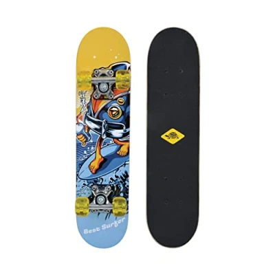 Image of Schildkröt Junior Skateboard 24, Design: Best Surfer, Wooden Deck 60.5 x 15 cm, PU Wheels 50 30 mm, Sticker Design, 510620