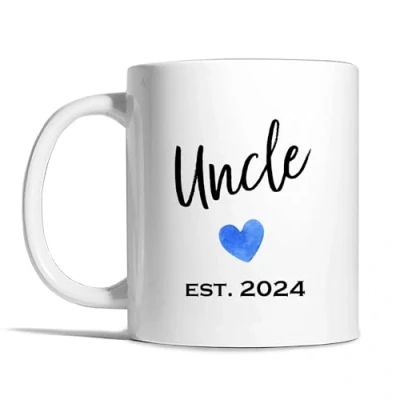 Image of Risk A Designs Uncle Est 2024 Mug, Gift, Birthday Gift for Uncle, Brother New to be Mens Pregnancy Reveal