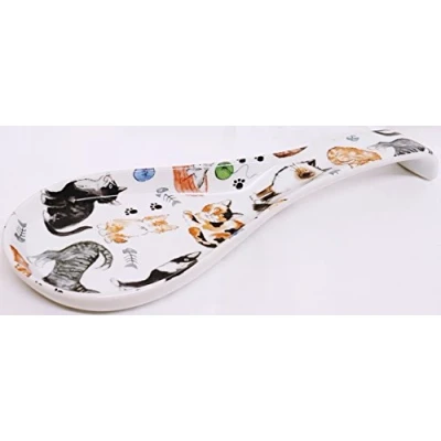 Image of Fromeuropewithlove Cats Spoon Rest Ceramic Porcelain Collage Large Hand Decorated in UK