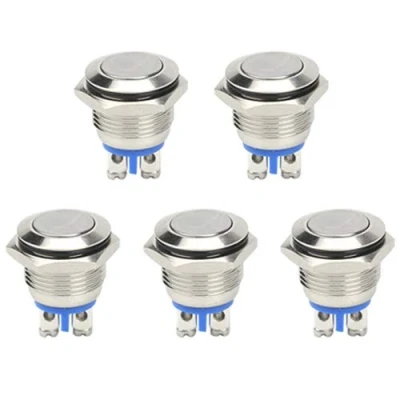 Image of WMYCONGCONG 5 PCS 16mm Waterproof Momentary Push Button Switch 250V 3A 1NO SPST Flat Top