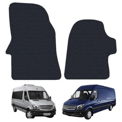Image of Carpet Floor Mats for the Mercedes Sprinter (1994 2006) Custom Van Accessory Tailored fit, Granulated Anti Slip Layer &amp; Black Binding