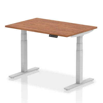 Image of Air 1200/800 Walnut Height Adjustable Desk With Silver Legs HA01005