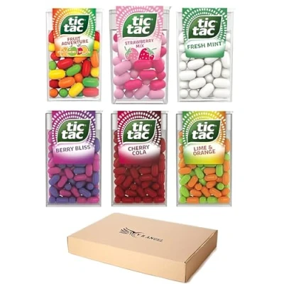 Image of Tic Tac 6 Mint Sweets For Refreshment Different Flavors Fruit Adventure, Lime &amp; Orange, Cherry, Berry Bliss, Fresh Mint, Strawberry Sold By VR Angel