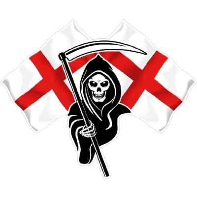 Image of LightningSigns Racing Grim Reaper Skull England Flag Car Sticker #2 Small