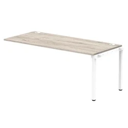 Image of Impulse Bench Single Row Ext Kit 1800 White Frame Desk Grey Oak
