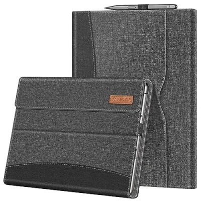Image of FINTIE Case Compatible with Microsoft Surface Pro 8 (13 inch,2021 Release) Multi Angle Portfolio Business Cover Pocket and Stylus Holder, Type Keyboard, (Black)