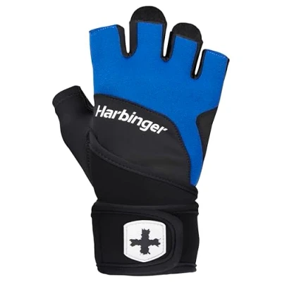 Image of Harbinger Training Grip Wristwrap 2.0 Weightlifting Gloves, Unisex, Blue, X Large