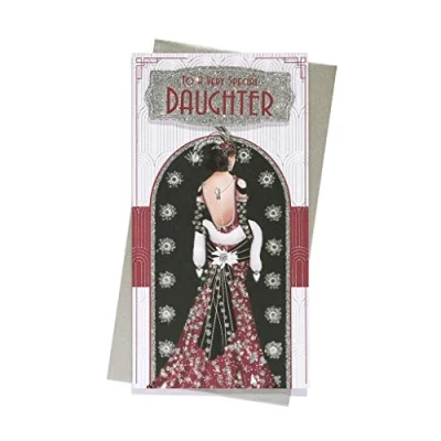 Image of Art Deco Lady Special Daughter Glittered Slim Birthday Card