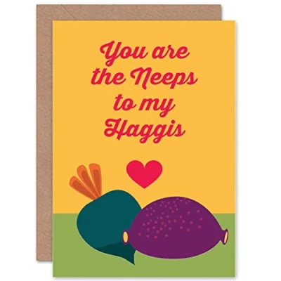 Image of Wee Blue Coo Typograph Painting Romantic Neeps Haggis Love Art Sealed Greeting Card Plus Envelope Blank inside