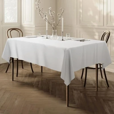 Image of Extra Large Rectangular Fabric Tablecloth Table Cover 150x250cm 59&quot;x98&quot; White
