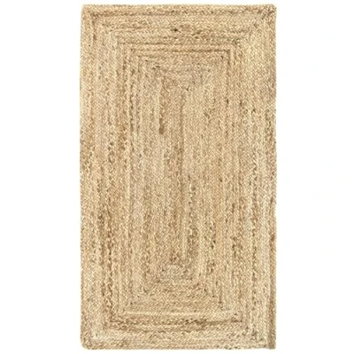 Image of HAMID Rug Jute Alhambra Natural Colour, Rug, Area 100% Fibre Hand Wovem, Braided for Home, Living Room, Floor Carpet..(110x60cm)