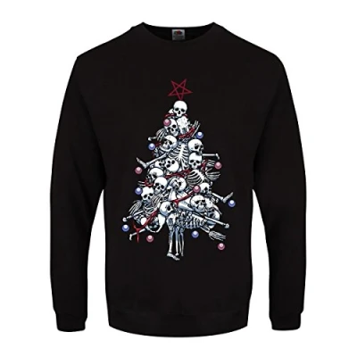 Image of Grindstore Men&#039;s Pile o&#039; Bones Black Christmas Jumper
