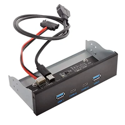 Image of Cablecc USB C &amp; 3.0 HUB 4 Ports Front Panel to Motherboard 20Pin Connector Cable for 5.25 CD ROM Bay