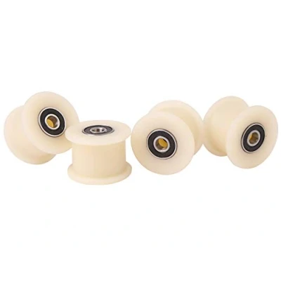 Image of Pack of 4 x Nylon Belt Idler 45 mm diameter 25 Groove 8 bearing Precisely Machined in the EU (45 8)
