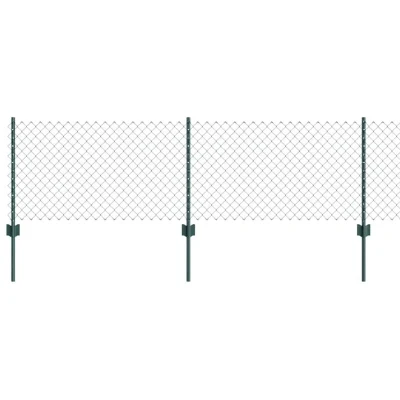Image of vidaXL Chain Link Fence with 22 U Posts Green 0.6x25 m Steel