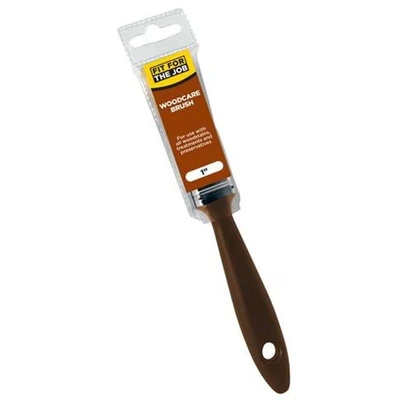 Image of Fit for The Job 1 inch Woodcare Brush Applying Woodstains, Varnish, Preservatives &amp; Treatments on All Types of Wood inc. Sheds Fences, Furniture, Smooth Planed Rough Sawn Timber, 1&quot; 25mm