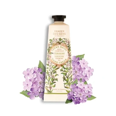 Image of Panier des Sens Verbena Mini Hand Cream for very Dry Hands and Skin Vegan Women Men Shea Butter &amp; Olive Oil Made in France 96% Natural Ingredients 30ml