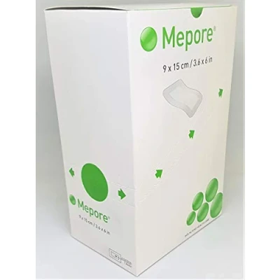 Image of Mepore 671000 Dressing Adhesive, Island, Non Woven Fabric, Semi Permeable Backing, Sterile, 9 cm x 15 (Pack of 25)