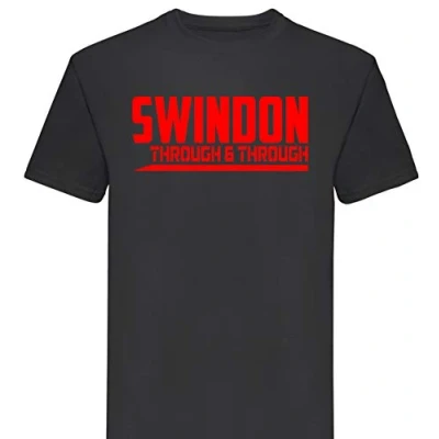 Image of FootballApparelGifts Swindon Town Through and Premium T Shirt Gift Mens (X Large) Black