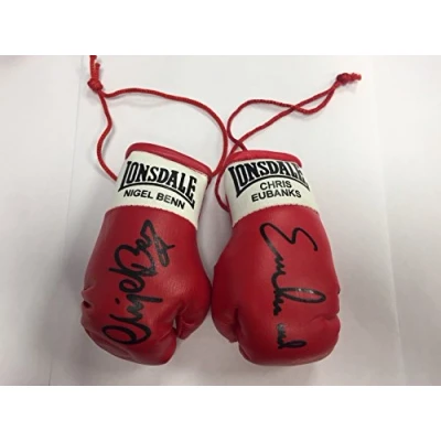 Image of Autographed Mini Boxing gloves Nigel Benn V Chris Eubank