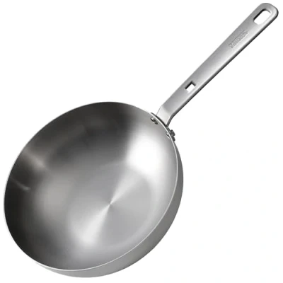 Image of SKOTTSBERG® Tri Ply professional wok diameter 28 cm, stainless steel, aluminium core, steel handle with branded print, for optimal crispy frying and even cooking, stackable