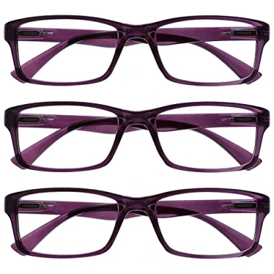 Image of OPULIZE Reading Glasses Purple Readers Value 3 Pack Mens Womens UVR3092P +1.00