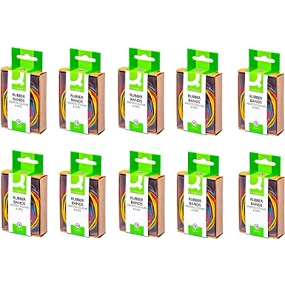 Image of Q Connect Rubber Bands Assorted Sizes Coloured 15g (Pack of 10)