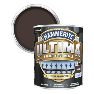 Image of Hammerite Ultima Smooth Metal Paint 750ml Brown, (Pack of 1), HMMUMSBR750