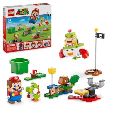 Image of LEGO Super Mario Adventures with Interactive Mario, Bowser Jr.’s Clown Car Vehicle Set, Yoshi Toy, Nintendo Gift for 6 Plus Year Old Boys, Girls and Gamers 71439