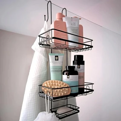 Image of simplywire Premium Shower Caddy Hanging Bathroom Storage Shelves Rust Resistant Black