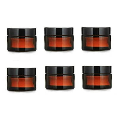Image of 6PCS 5ml Amber Glass Jar Empty Refillable Cosmetic Face Cream Lip Balm Storage Jars Bottle Container Pot with Liners and Screw Black Lid for Make up Essential Oils Lotion (5ML)