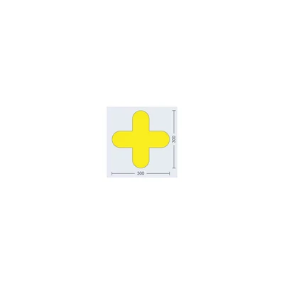 Image of Floor Signalling YELLOW Cross &quot;+&quot; Sign 300mm high x wide, Colour Pack of 10