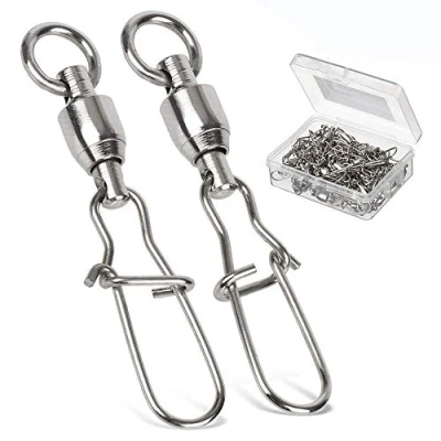 Image of 9Tong Ball Bearing Swivel Stainless Fishing Swivels with Dual Snap Lock Line Connector Freshwater and Saltwater 25pcs 154lbs