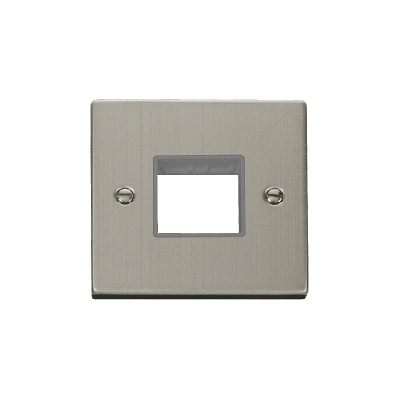 Image of Click Deco 1 Gang MiniGrid Twin Aperture Unfurnished Plate Stainless Steel Grey Inserts