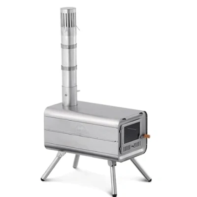 Image of Naturehike Titanium Wood Stove Portable Camping Burning with Chimneys High Temperature Resistant Lightweight Tent for Outdoor Cooking Traveling Picnic