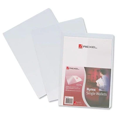 Image of Rexel Nyrex Single Wallet with Vertical Inside Pocket A4 Clear Ref 12181 [Pack of 25]