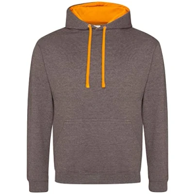 Image of AWDis Men&#039;s Varsity Hoodie, Multicoloured (Charcoal/Orange Crush), X Large