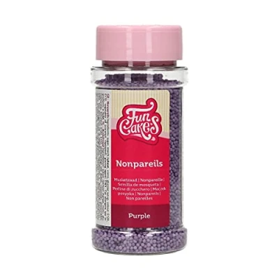 Image of FunCakes Nonpareils Purple: Cake Sprinkles, Great Taste, Perfect for Decorating, Hundreds and Thousands Sprinkles. 80 g.