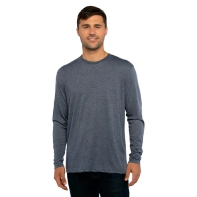 Image of Next Level mens Tri Blend Long Sleeve Crew Tee (6071) Indigo 6071 L