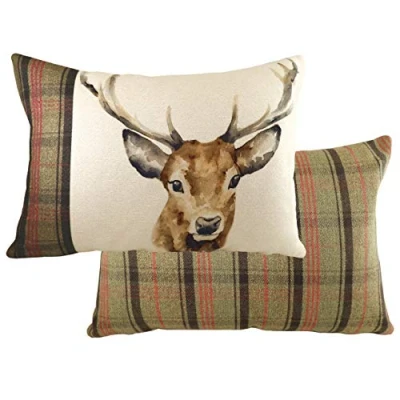 Image of Evans Lichfield Hunter Stag Polyester Filled Cushion, Multi, 40 x 60cm