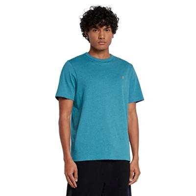 Image of Farah Men&#039;s T Shirt, Danny Slim Fit Organic Cotton Petrol Blue Marl, L