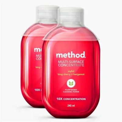 Image of Method All Purpose Cleaner, Concentrated, Surface Joyful, Bing Cherry and Bergamot Scent, Pack of 2, 2 x 240ml