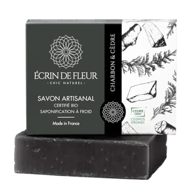 Image of Écrin de Fleur Organic Detoxifier Charcoal &amp; Cedar Soap, Handcrafted Cold Processed, 1x90g