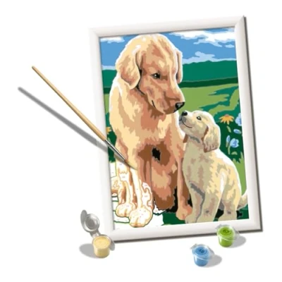 Image of Ravensburger CreArt Series D: Retriever in The Meadow, Paint by Number Kit, Contains a Pre Printed Board, Brush, Colors and Accessories, Creative Game for Boys Girls 7+ Years Old