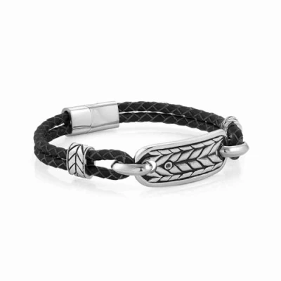 Image of Nomination Bracelet Instinct Marina collection in Stainless Steel, Black Leather and Cubic Zirconia