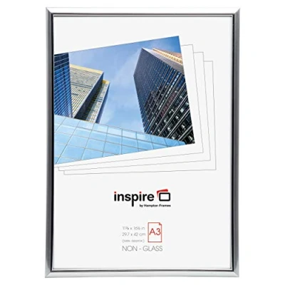 Image of The Photo Album Company Inspire For Business EASA3SVP Easy Loader Frame A3 Certificate / Poster with Non Glass Front Silver