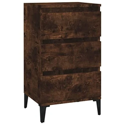 Image of vidaXL Bedside Cabinet, Table Nightstand Side Bed Bedroom Cabinet with Storage, Modern Style, Smoked Oak Engineered Wood