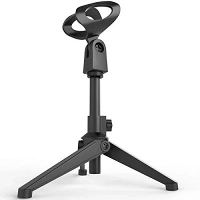 Image of Desktop Tripod Microphone Stand, Portable Mic Table Universal Adjustable Super Lightweight Stand With Clip Height