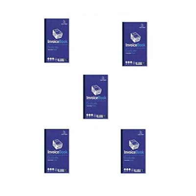 Image of Challenge Carbonless Duplicate Invoice Book 100 Sets 210x130mm (Pack of 5) 100080526 + FINCHLEY Pen Free